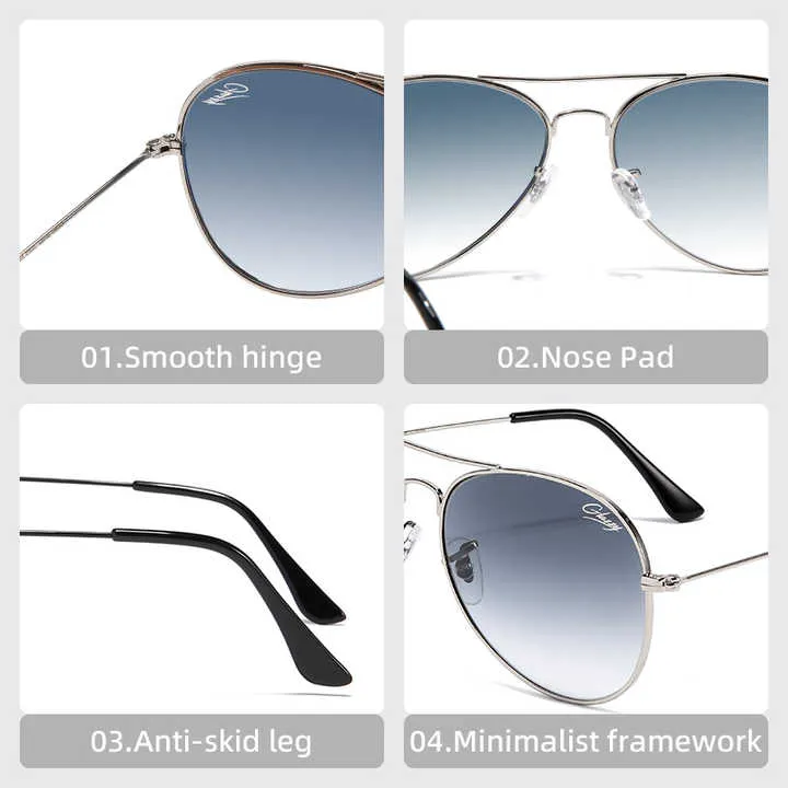 نظارات شمسية من علامات تجارية شهيرة بإطار . Glazzy Brand Designer Sunglasses Stainless