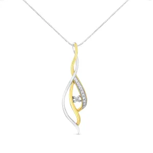 10K Yellow and White Gold Round Cut Diamond Accent Cascade 18" Pendant Necklace (J-K Color, I2-I3 Clarity)