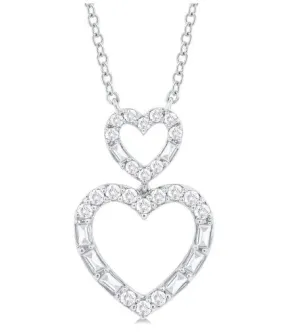 10KW Double Heart Necklace w/ 0.30 ctw & 18"