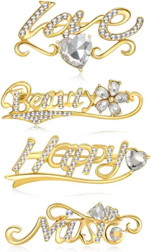 4pcs Letter Brooches for Women Backpack Hat Bag Accessory Badge Jewellery- Slightly Bitter Useful and Practical