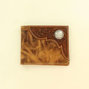 Ariat Distressed Tan Tooled Overlay Bifold Wallet