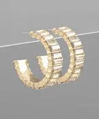 Baquette Crystal Hoops