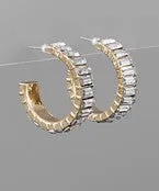 Baquette Crystal Hoops