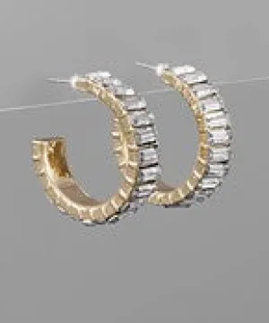 Baquette Crystal Hoops