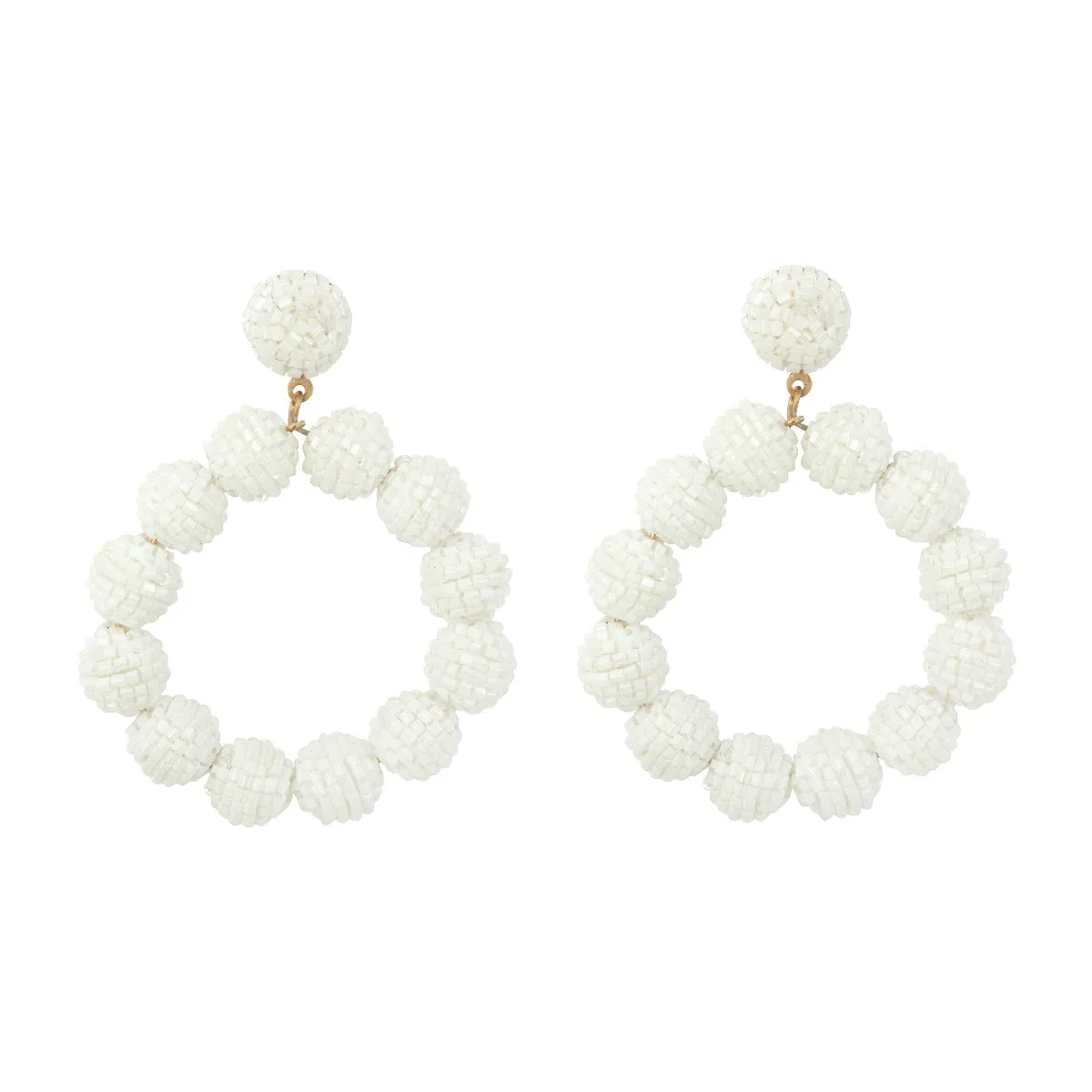 Bellezza White Beaded Earrings