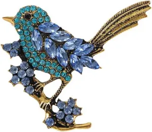 Bird Brooch Pin for Women Elegant Gold Tone Crystal Bird Brooches for Women Dress Hat Decoration