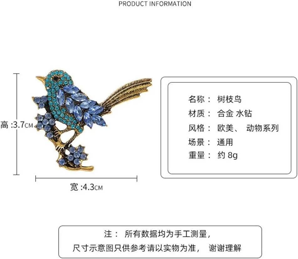 Bird Brooch Pin for Women Elegant Gold Tone Crystal Bird Brooches for Women Dress Hat Decoration
