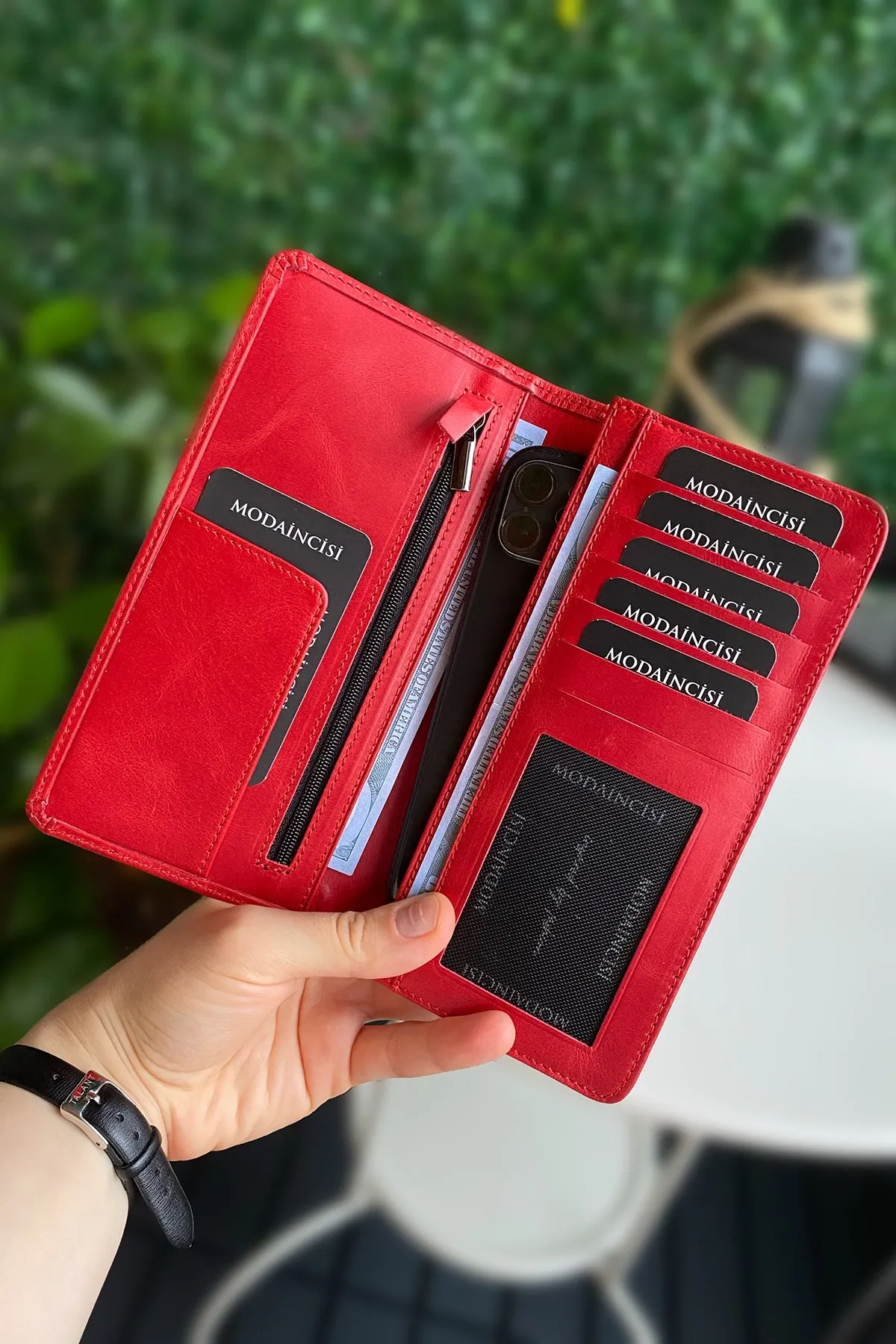 Boston - Genuine Leather Wallet with Phone Socket and Kangaroo Compartment