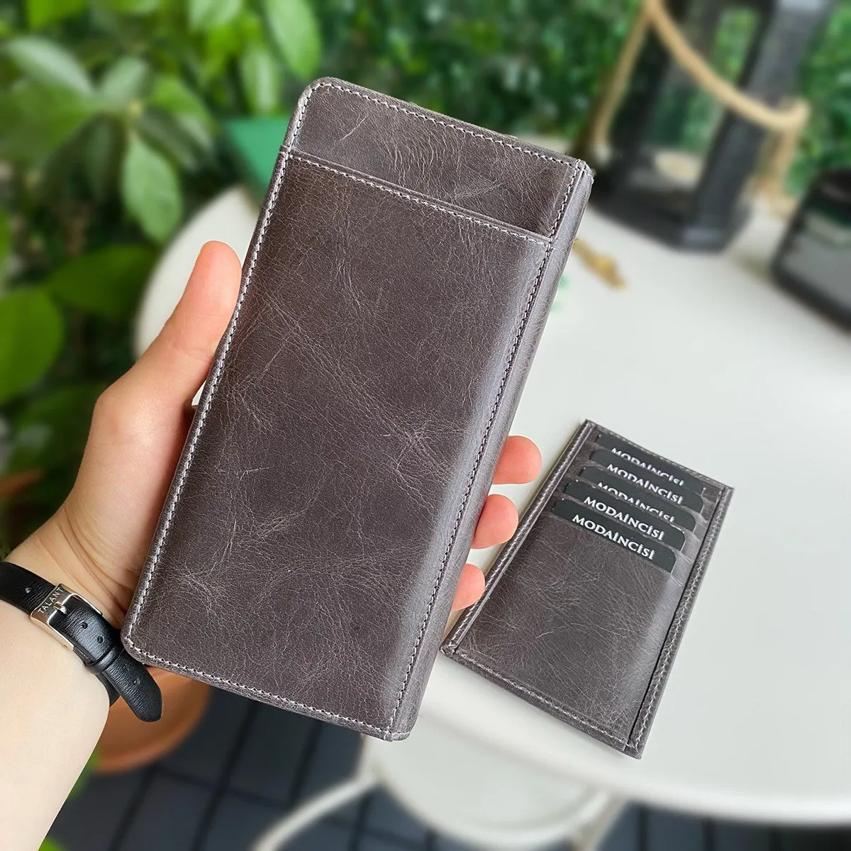 Boston - Genuine Leather Wallet with Phone Socket and Kangaroo Compartment