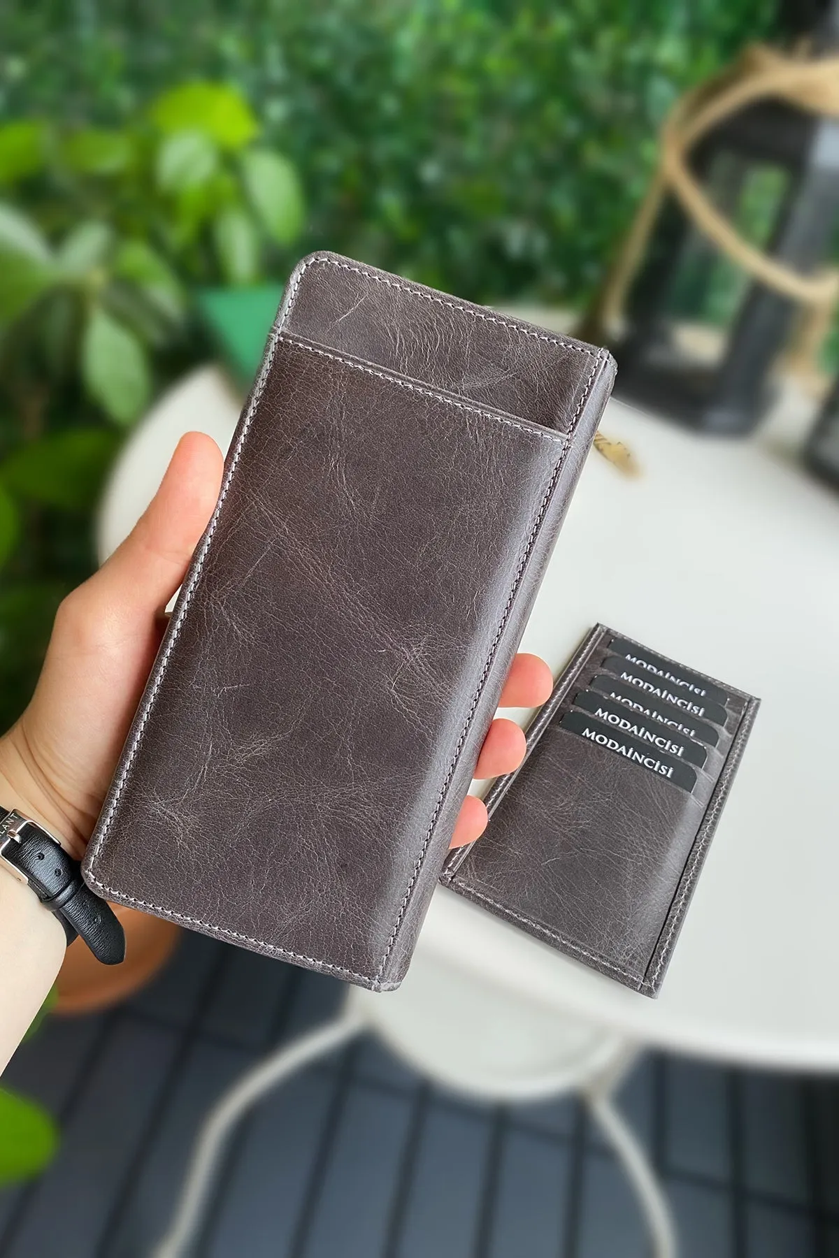 Boston - Genuine Leather Wallet with Phone Socket and Kangaroo Compartment