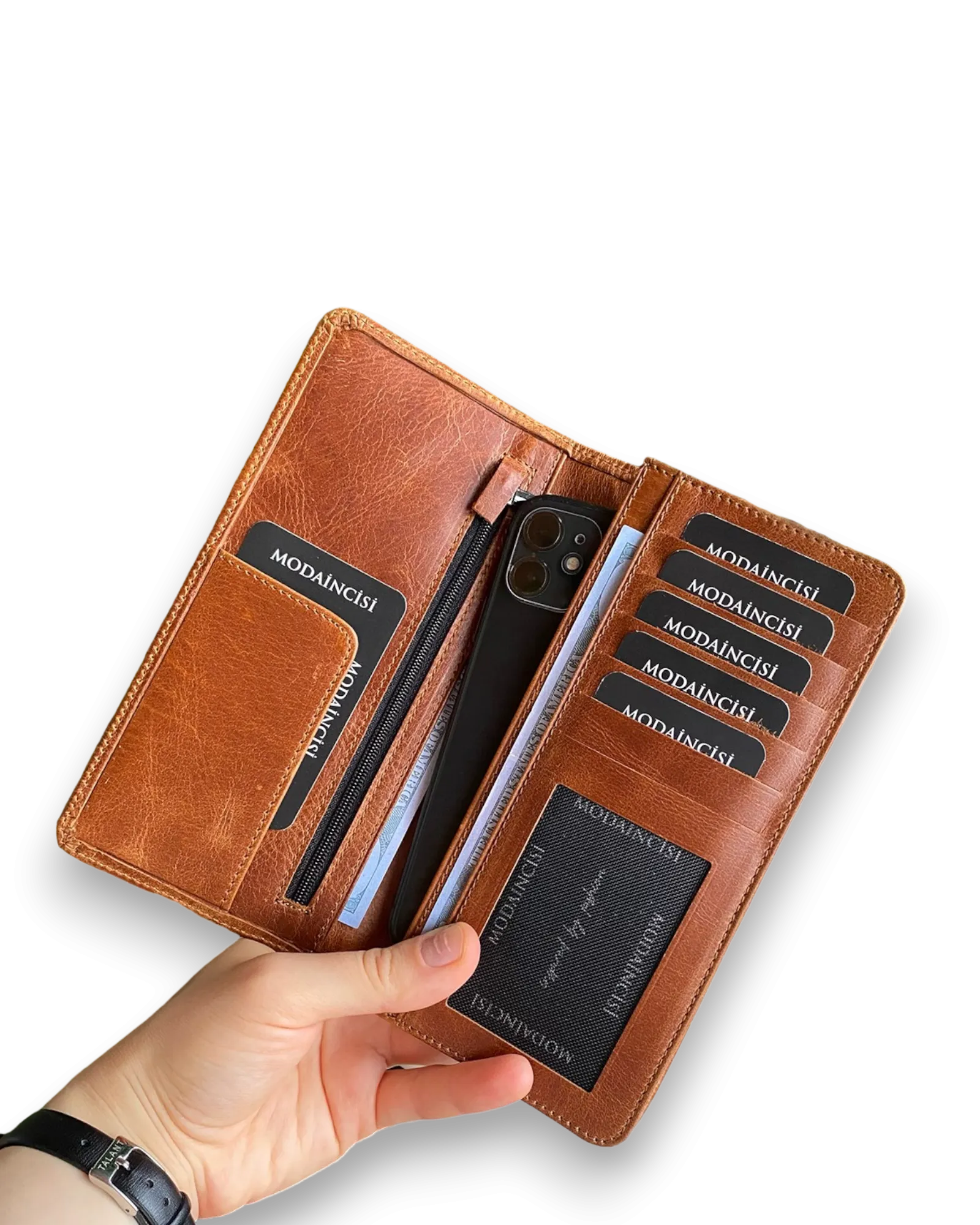 Boston - Genuine Leather Wallet with Phone Socket and Kangaroo Compartment