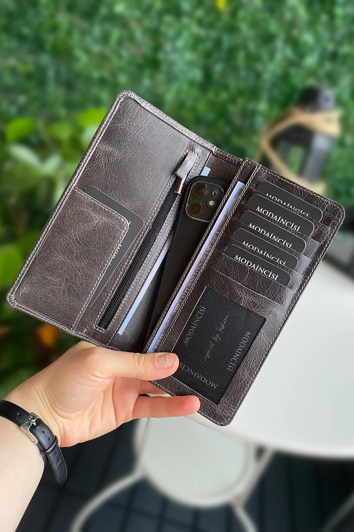 Boston - Genuine Leather Wallet with Phone Socket and Kangaroo Compartment