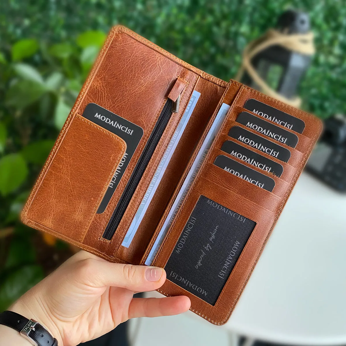 Boston - Genuine Leather Wallet with Phone Socket and Kangaroo Compartment