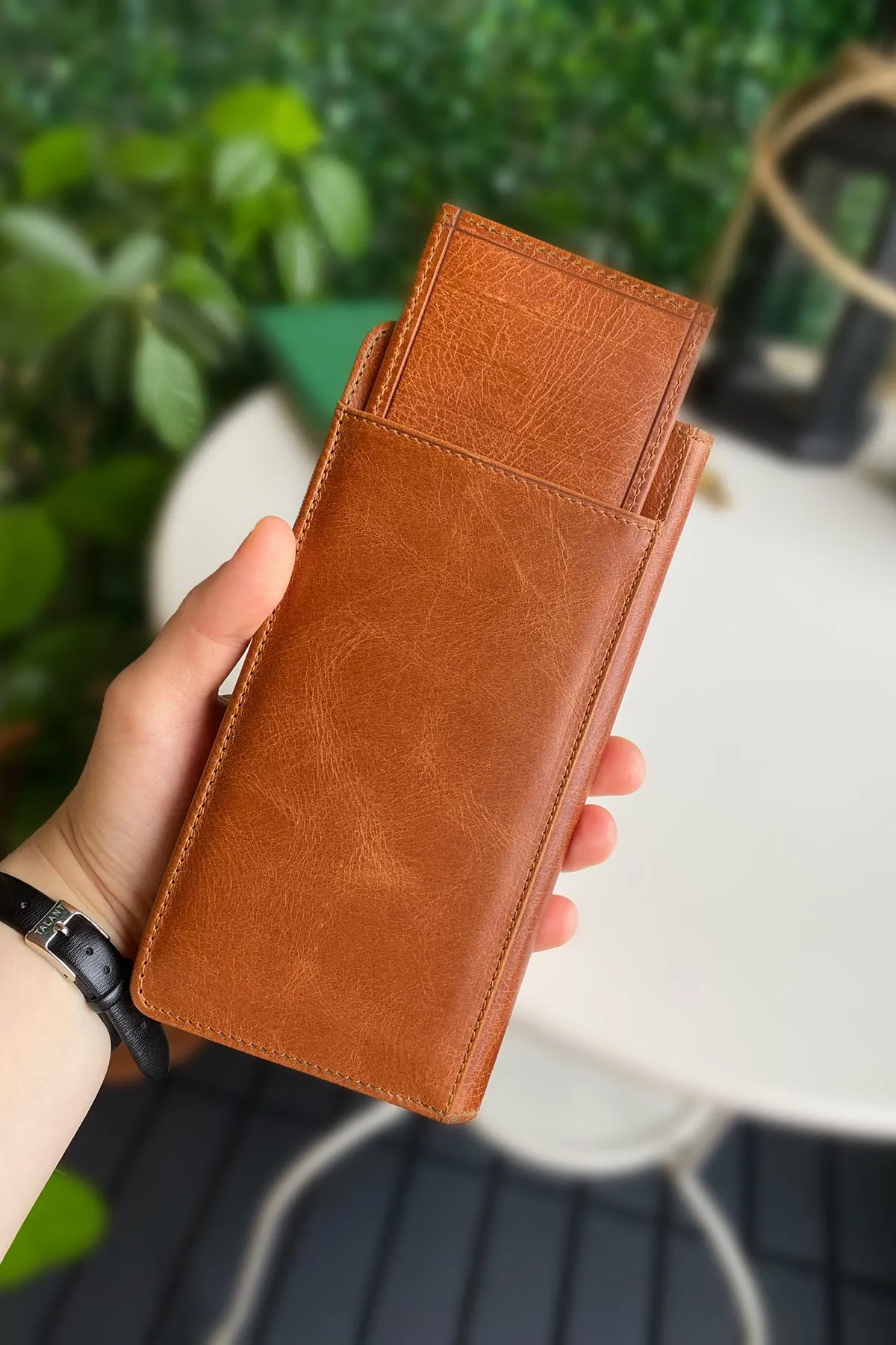 Boston - Genuine Leather Wallet with Phone Socket and Kangaroo Compartment