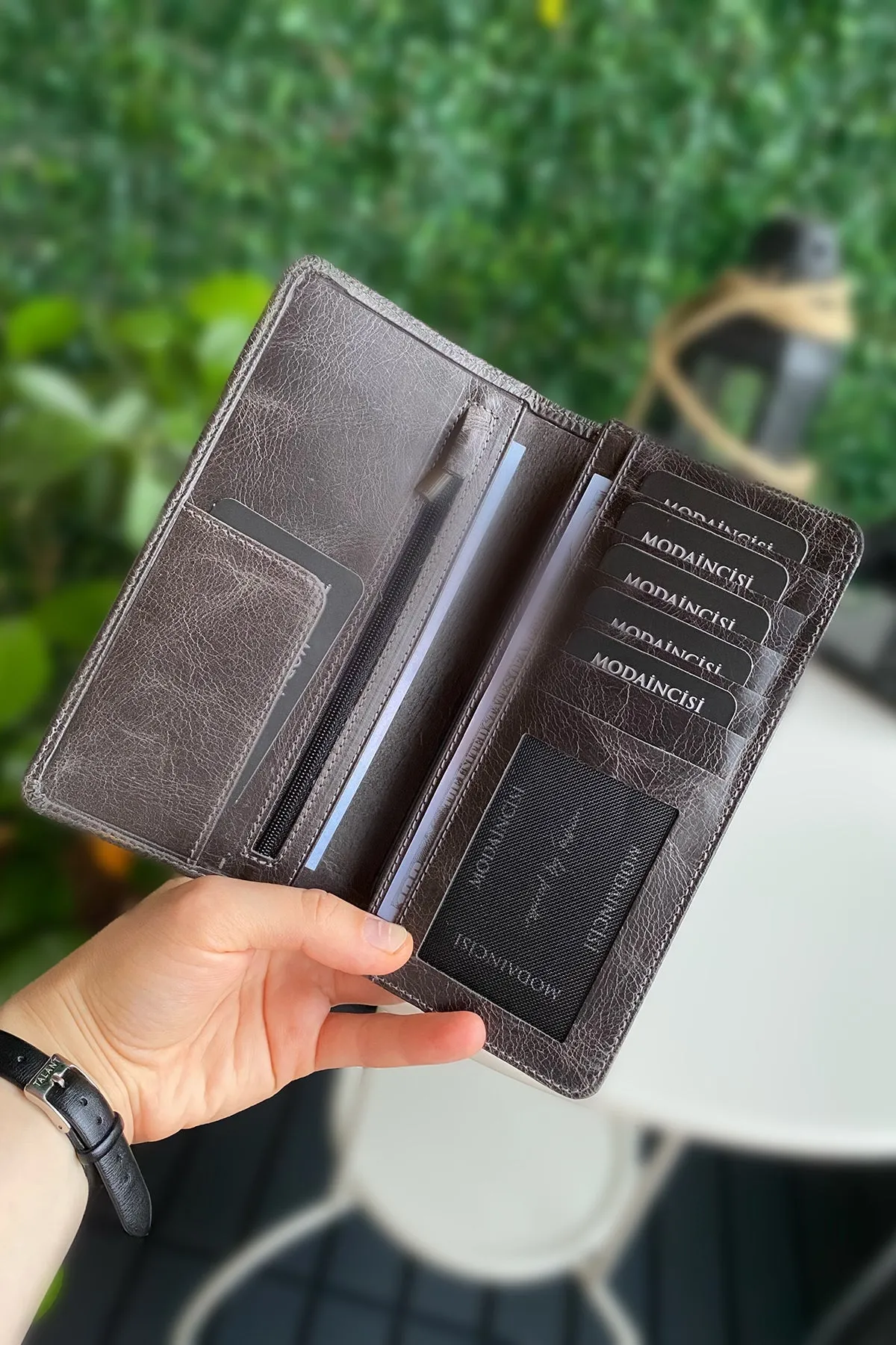 Boston - Genuine Leather Wallet with Phone Socket and Kangaroo Compartment