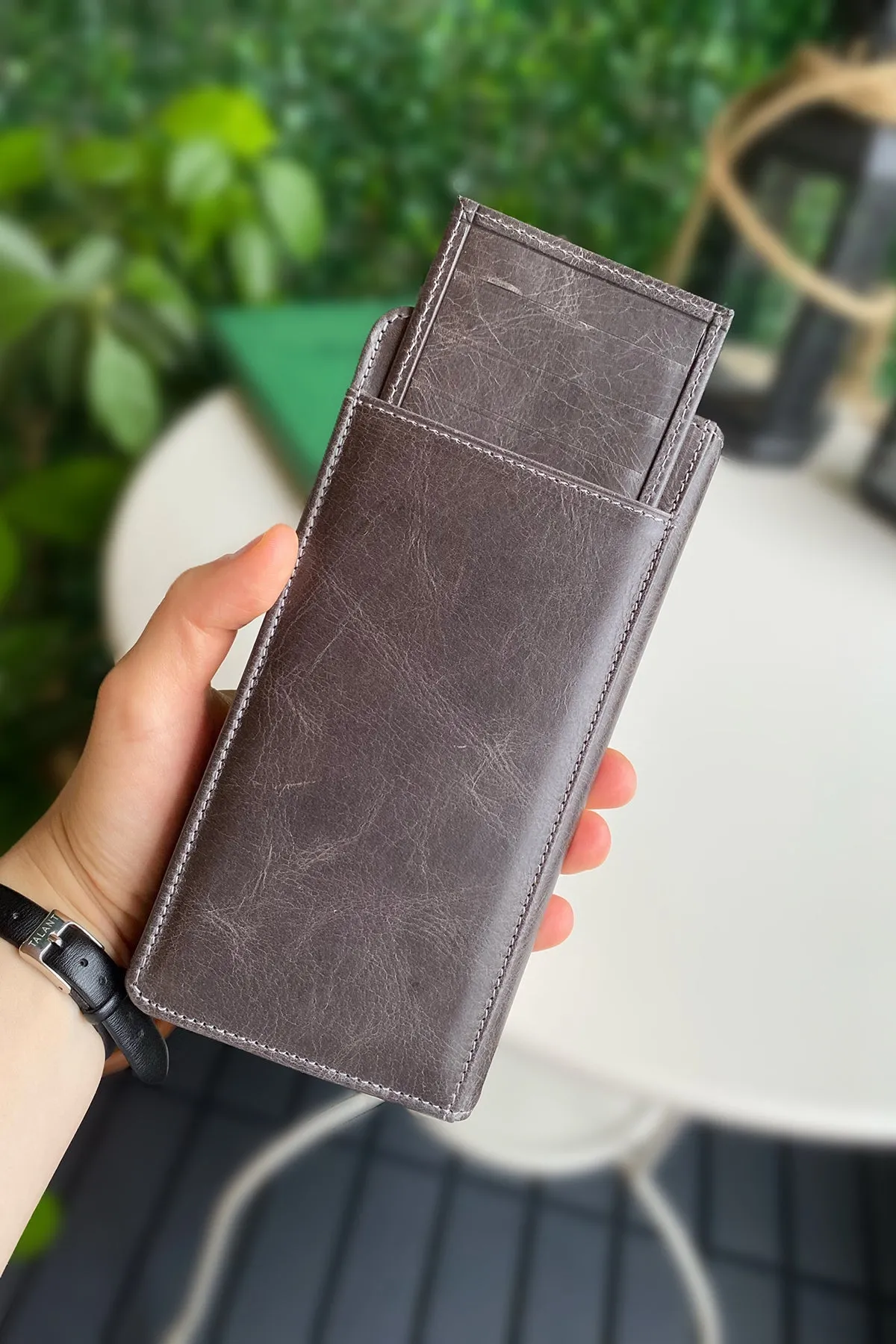 Boston - Genuine Leather Wallet with Phone Socket and Kangaroo Compartment