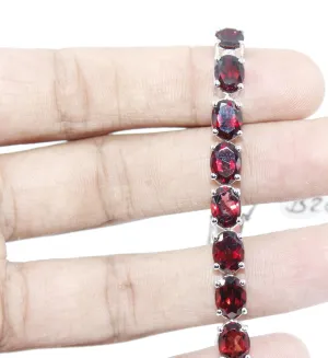 Bracelet Handmade Garnet Watch Charm girls woman 6x8 mm 7in