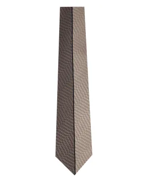 Brown and Stone Vertical Stripe Silk Tie