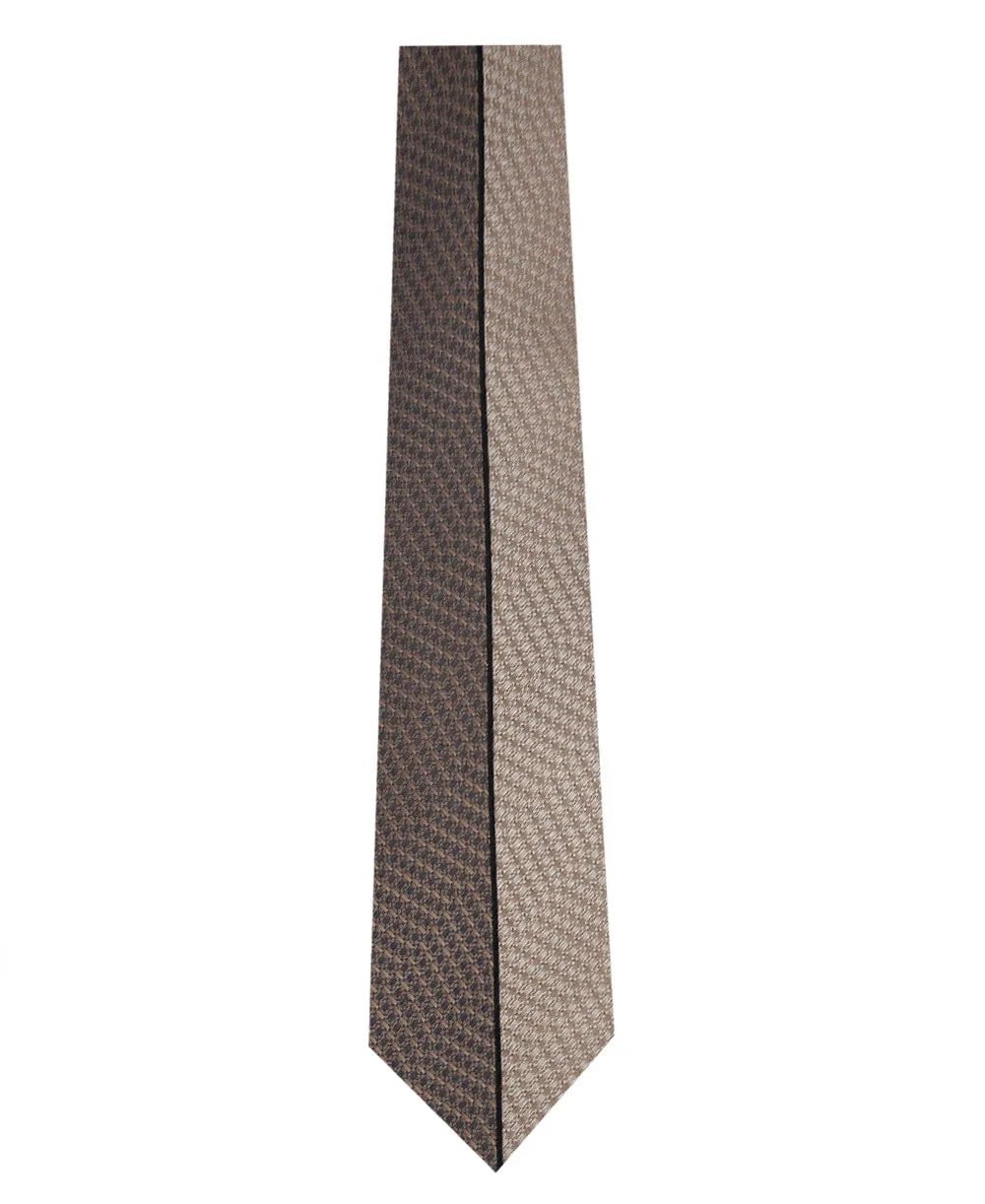 Brown and Stone Vertical Stripe Silk Tie