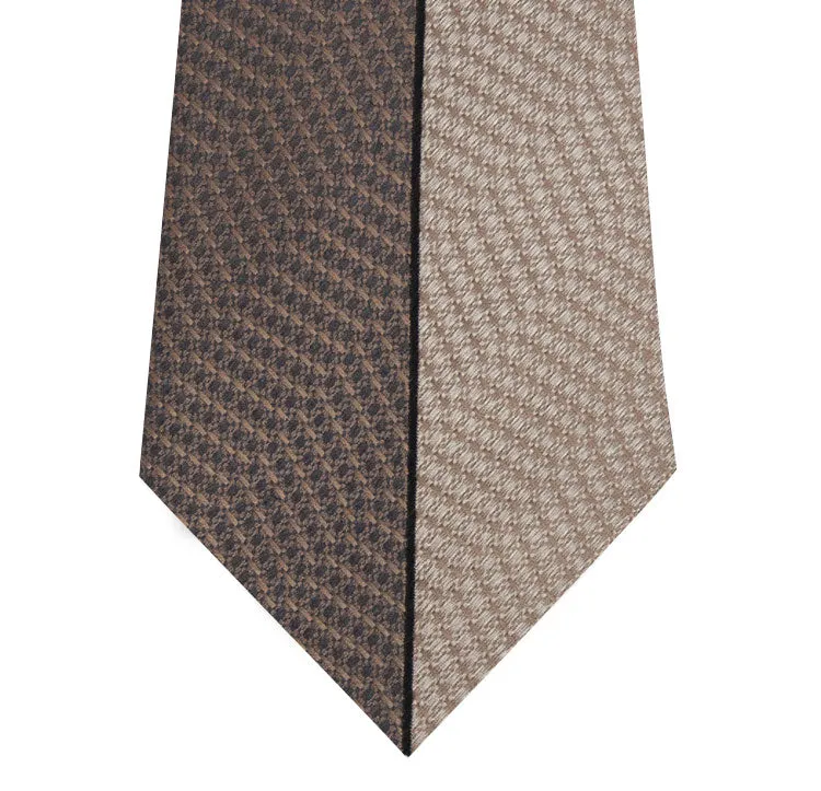 Brown and Stone Vertical Stripe Silk Tie