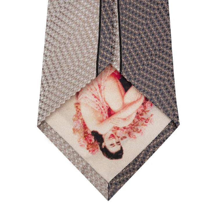 Brown and Stone Vertical Stripe Silk Tie