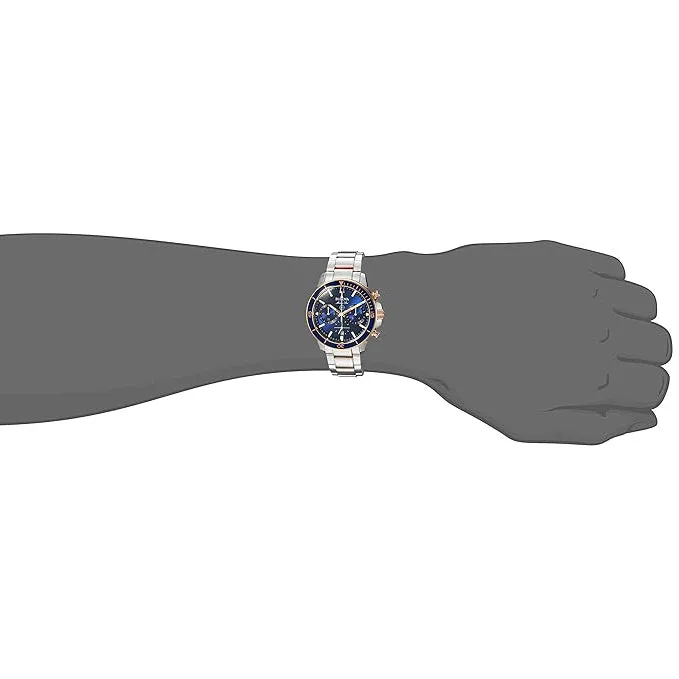 Bulova Men's Blue Dial Silver Stainless Steel Band Analog Chronograph Quartz Watch - 98B301