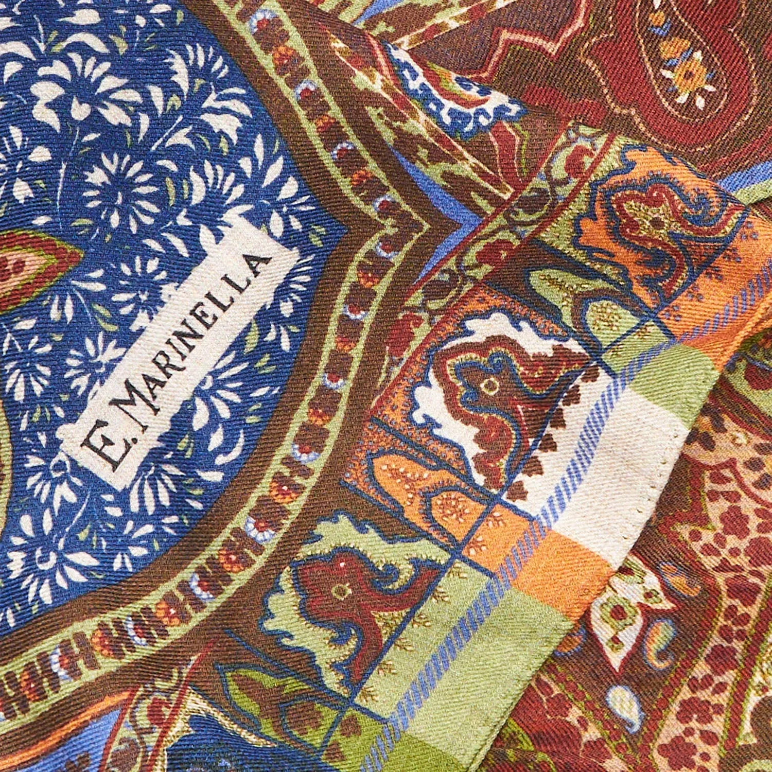 CAMEL AND BLUETTE WOOL STOLE