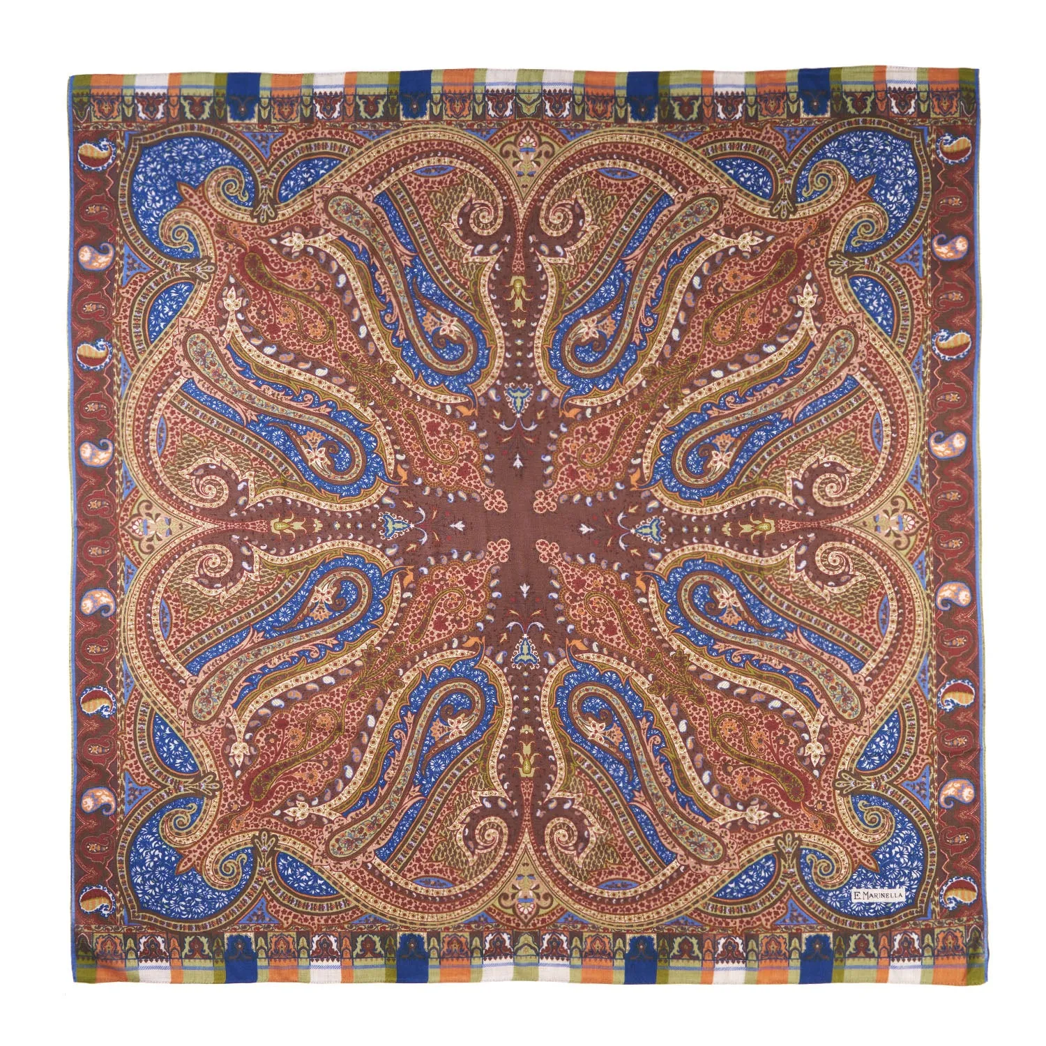 CAMEL AND BLUETTE WOOL STOLE