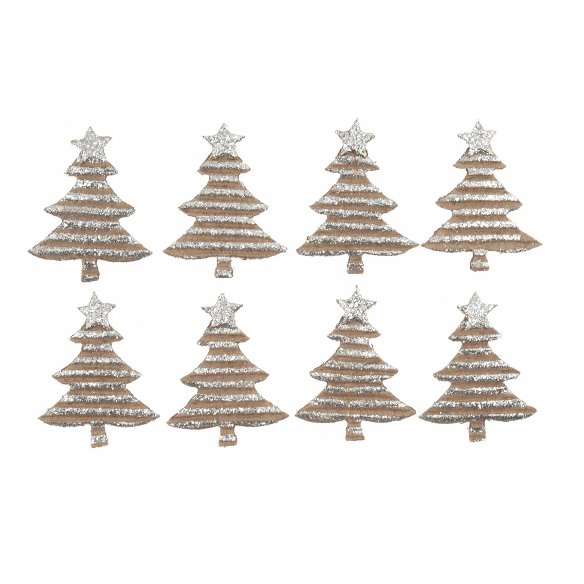 Christmas Craft Glittered Embellishments - Stick On Motifs SILVER XMAS TREES