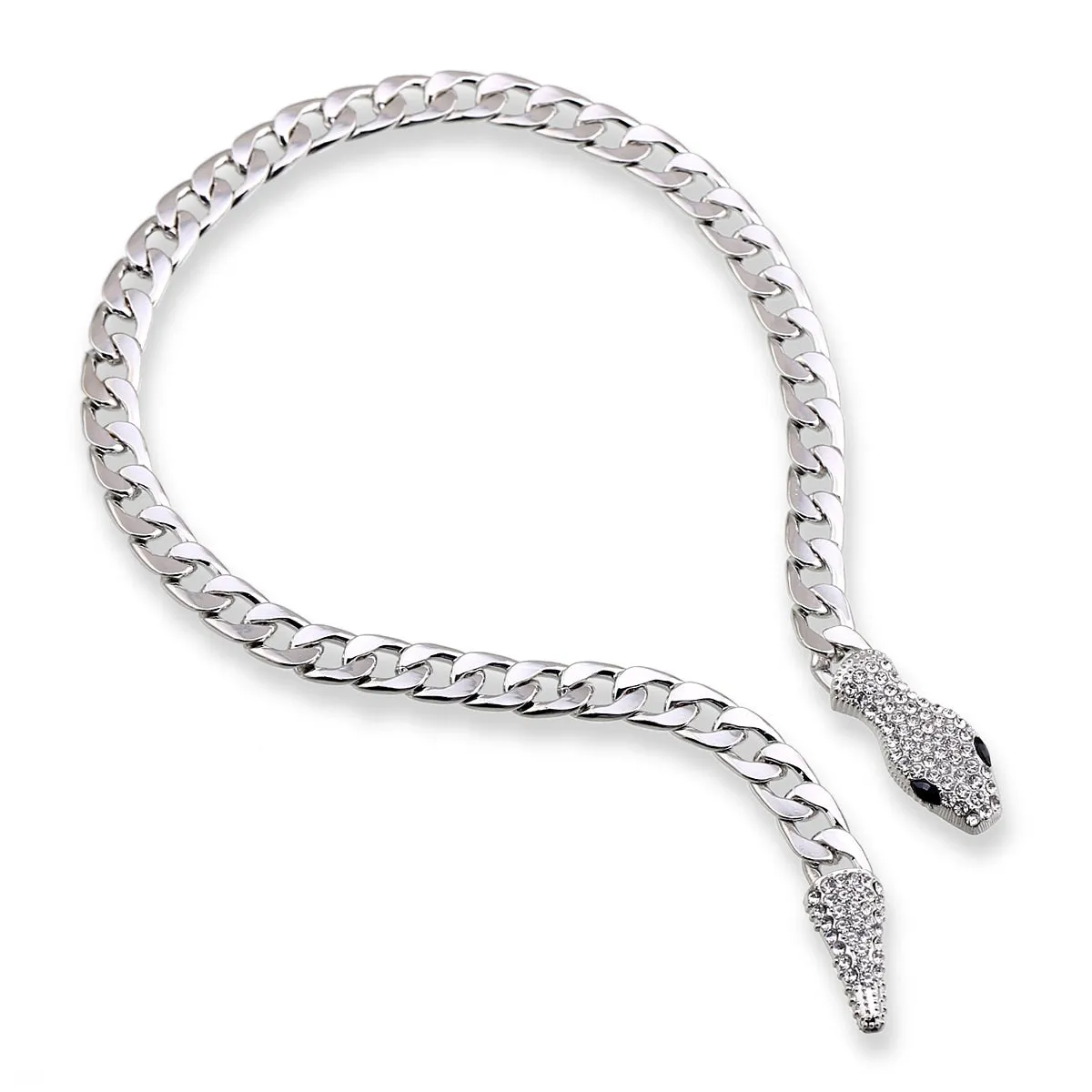 Chunky Chains Rhinestones Snake Necklace