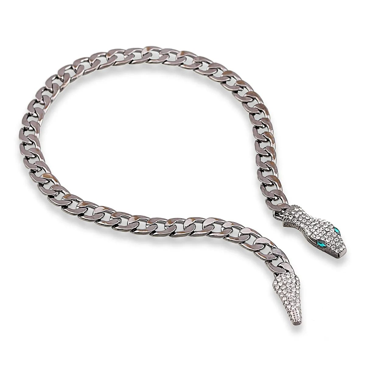 Chunky Chains Rhinestones Snake Necklace