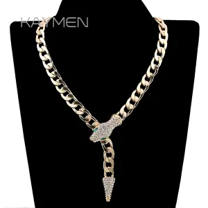 Chunky Chains Rhinestones Snake Necklace