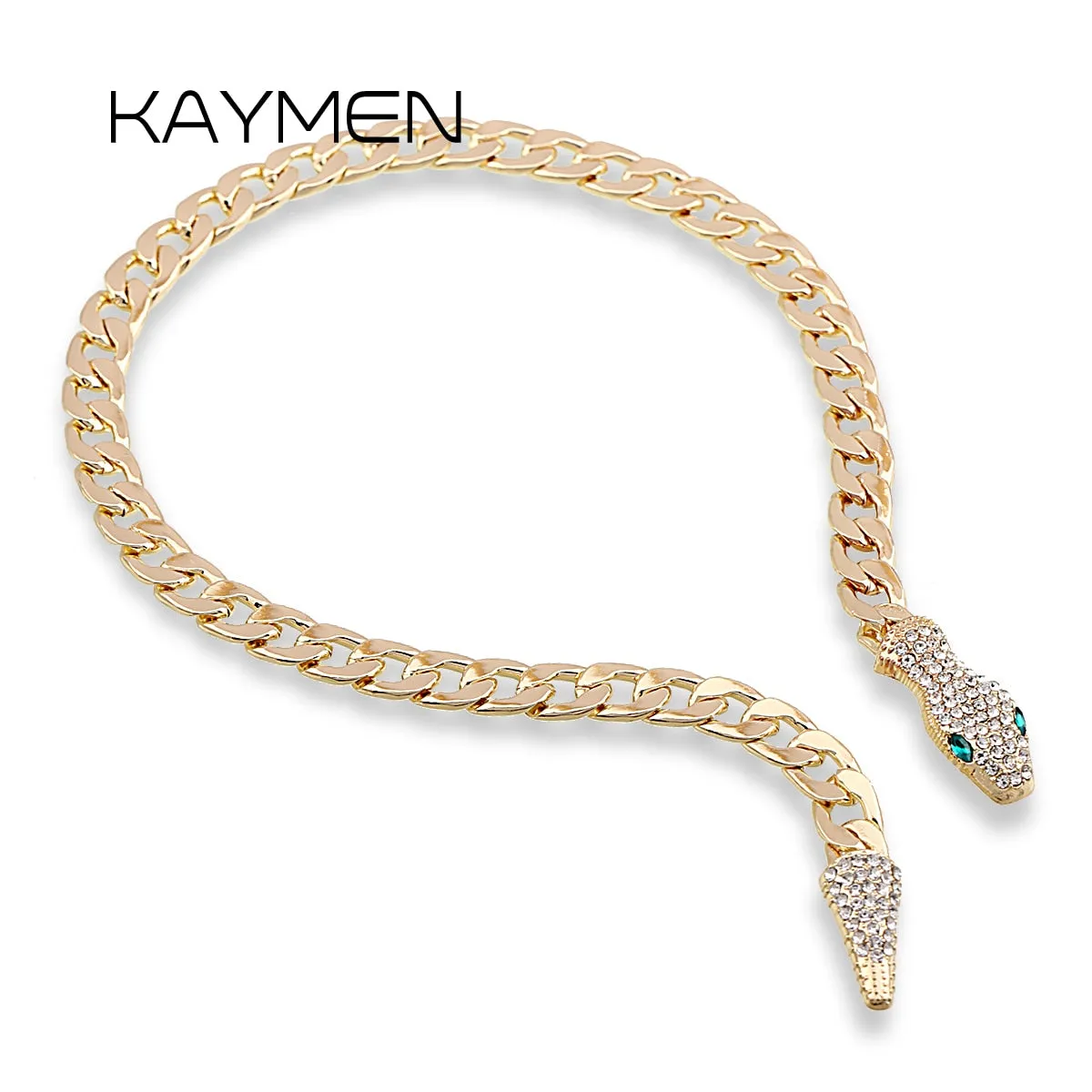 Chunky Chains Rhinestones Snake Necklace