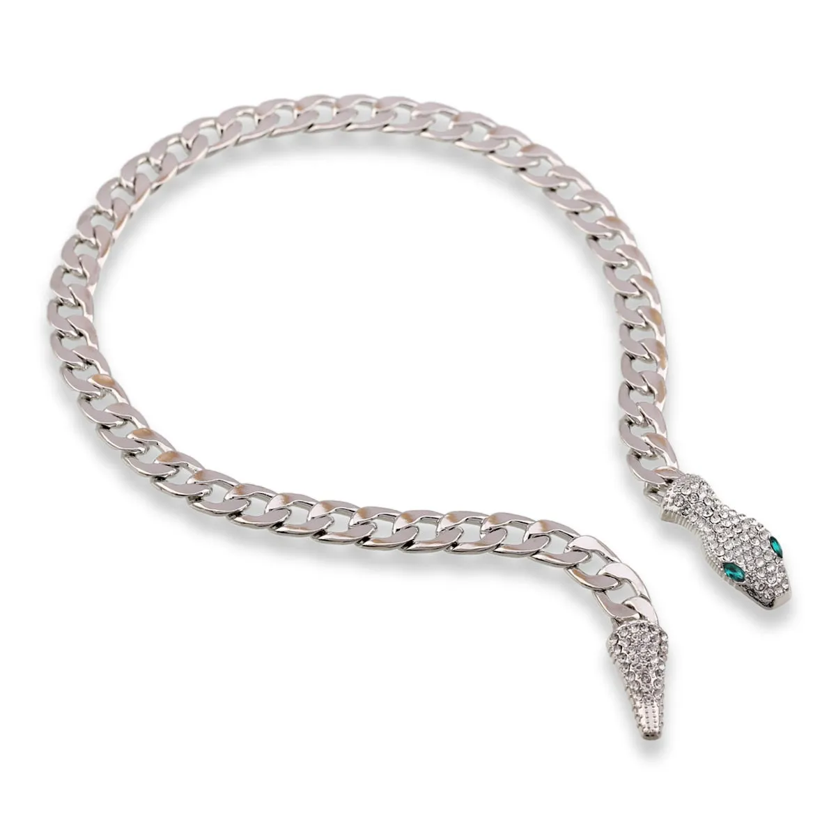 Chunky Chains Rhinestones Snake Necklace