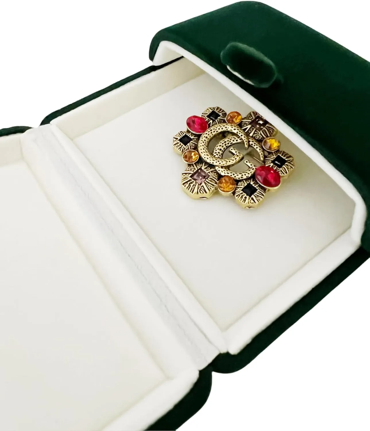 Classic Elegant Green Velvet Jewelry Case Premium Grade Material Storage Packaging Brooch Pin Gift Box