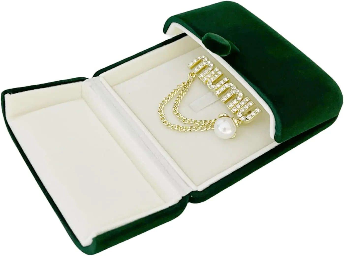 Classic Elegant Green Velvet Jewelry Case Premium Grade Material Storage Packaging Brooch Pin Gift Box