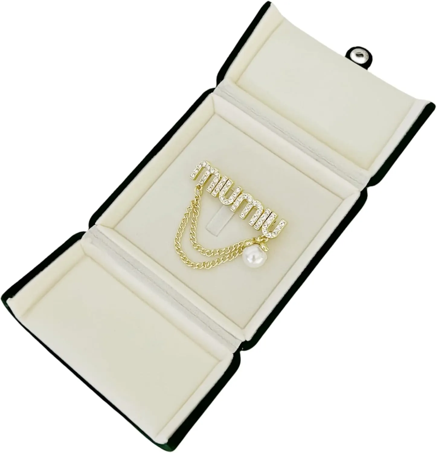 Classic Elegant Green Velvet Jewelry Case Premium Grade Material Storage Packaging Brooch Pin Gift Box