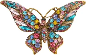 Crystal Rhinestone Butterfly Brooch Elegant Lapel Pins Dress Accessories Jewelry Gift For Women Girls (Multi)