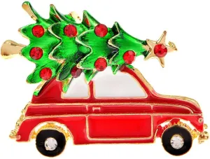 Cute Little Car Christmas Tree Brooches Pin for Women Men Girls Pins Badges Elegant Dress Clothing Lapel Pins Fashion Red CZ Cartoon Hat Bag Accessories Gift New Year Xmas Holiday Party Decoration