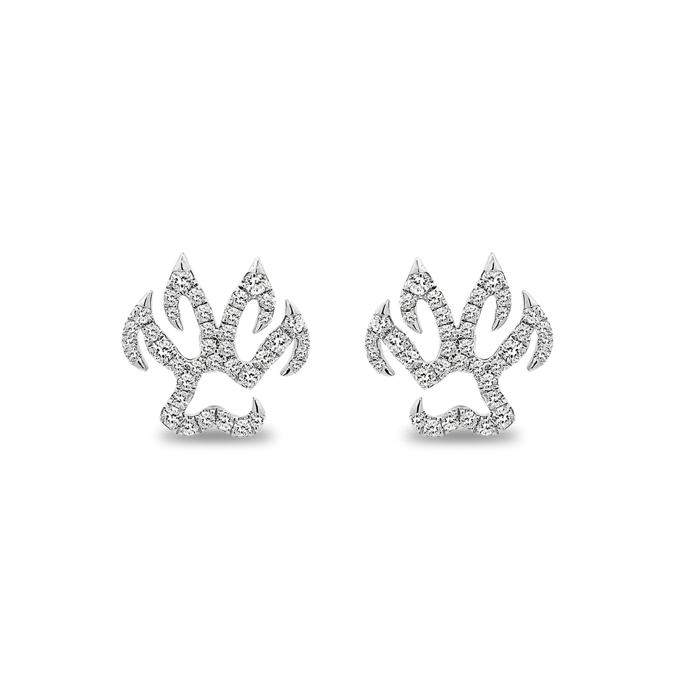 Diamond Set Panther Pawprint Stud Earrings