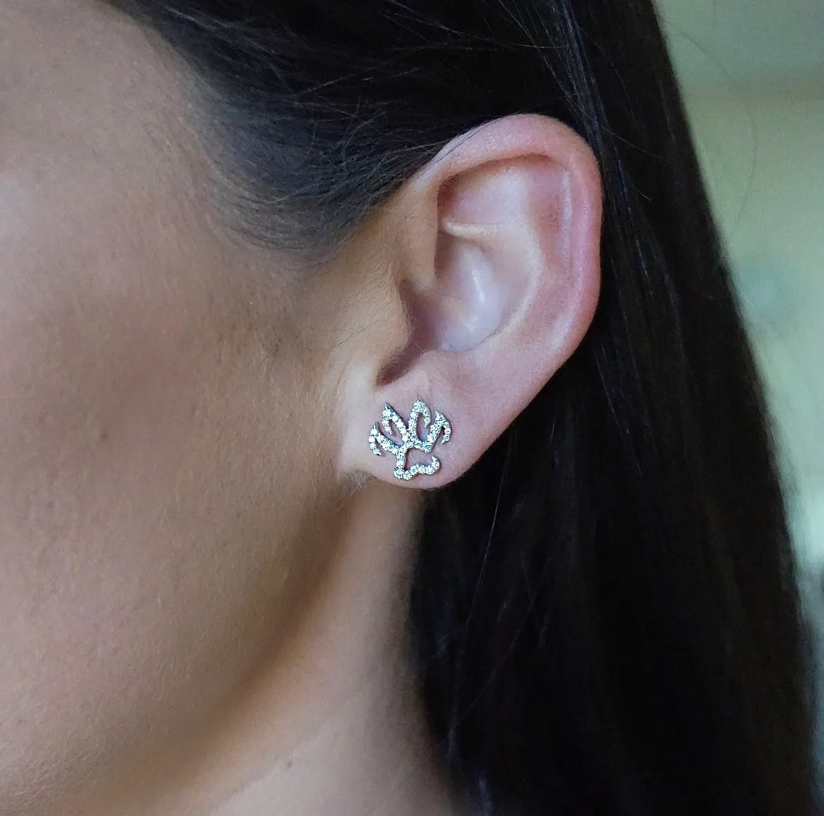 Diamond Set Panther Pawprint Stud Earrings