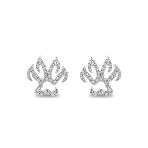 Diamond Set Panther Pawprint Stud Earrings