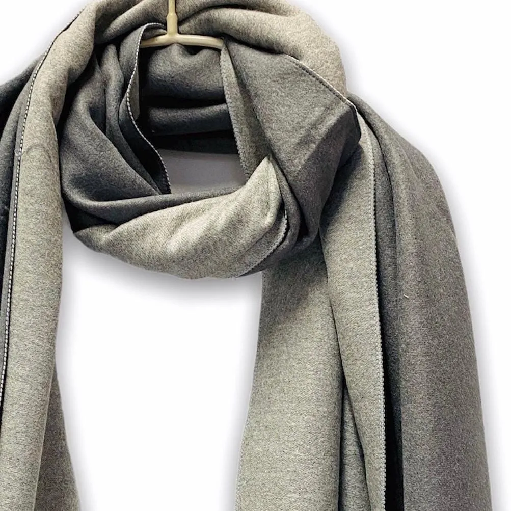 Double Sided Two Tone Grey Cashmere Blend Scarf/Autumn Winter Scarf/Scarf Women/Gifts For Mom/Gifts For Her/Christmas Gifts/Birthday Gifts