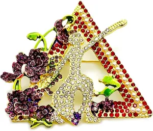 Elegant Rhinestone Metal Enamel Sorority Jewelry girl flower brooch pin