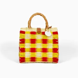 Gabriella Yellow/Red Handwoven Reed Bag