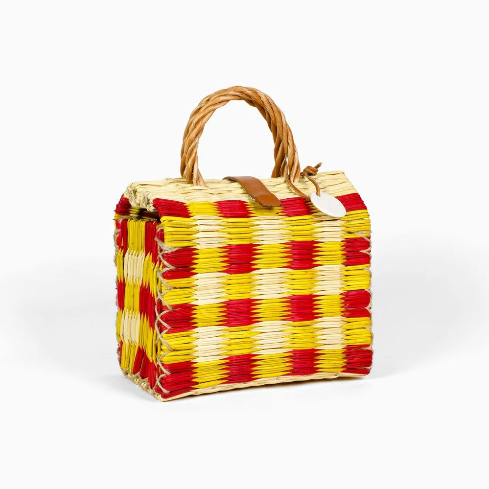 Gabriella Yellow/Red Handwoven Reed Bag