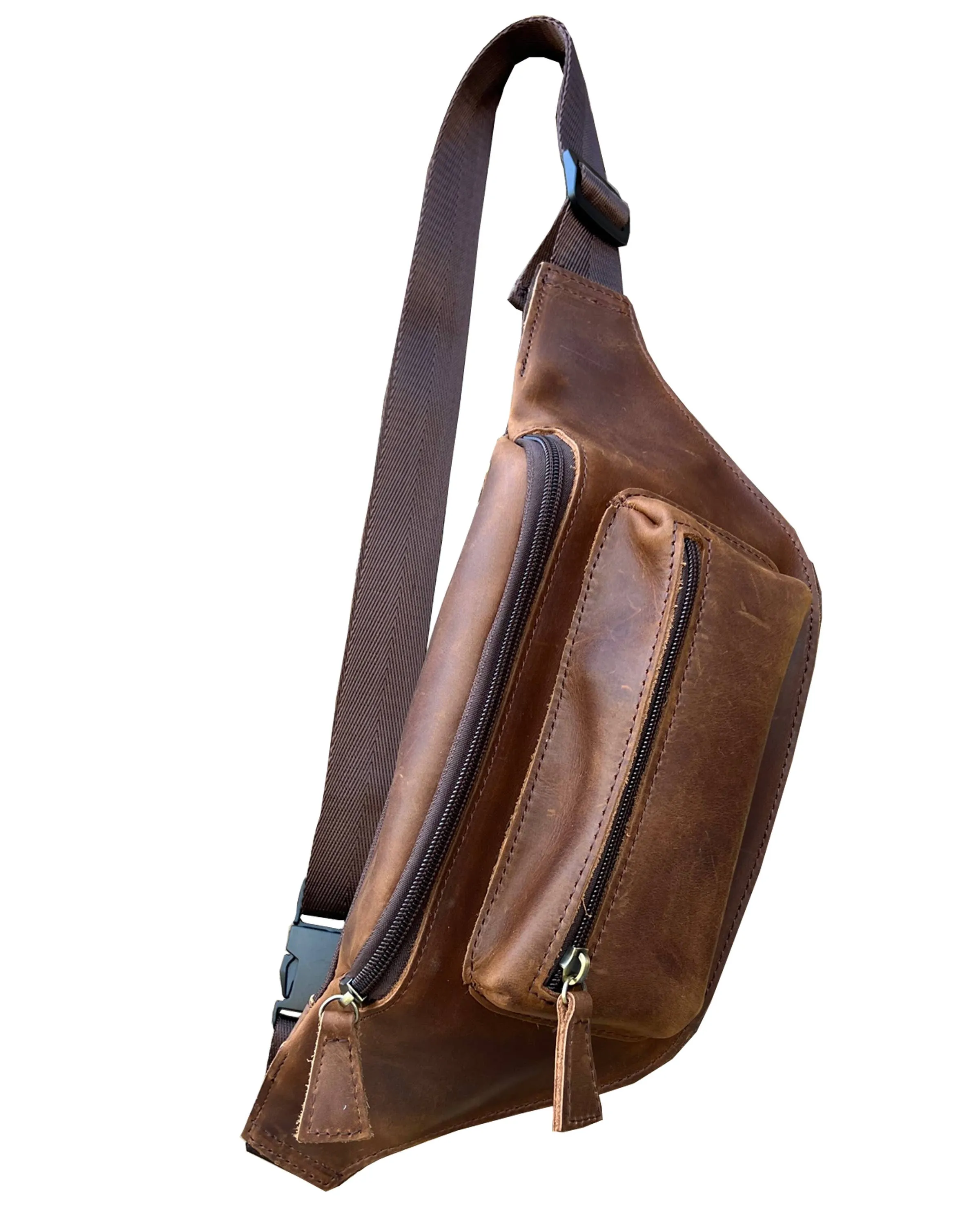 genuine leather fanny pack sling bag