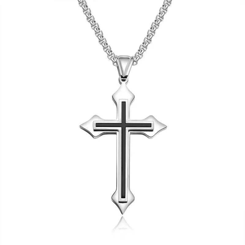 Geometry Interlocking Square Triangle Male Pendant Stacking Streetwear Necklace