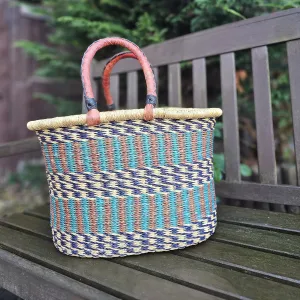 Ghana Straw Basket - Bolga Oval Basket - Abeba