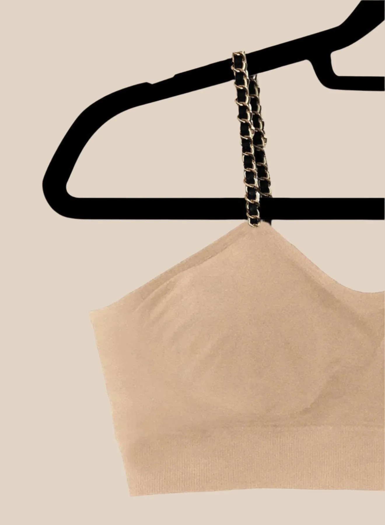 GOLD/BLACK CHAIN (attached to basic nude bra)
